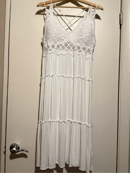 Ardene Dresses & Skirts - White Lace-Trim Dress